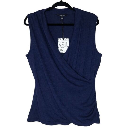 NEW 41Hawthorn Benny Navy Knit Sleeveless Wrap Top Size XL Career, Casual, Date - Picture 2 of 11